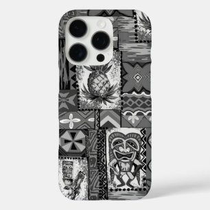 Pomaika’i Tiki Hawaiian Vintage Tapa Grey  iPhone 16 Pro Case