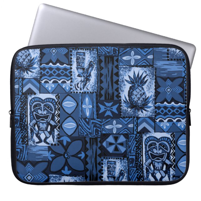 Pomaika’i Tiki Hawaiian Vintage Tapa Laptop Sleeve (Front)