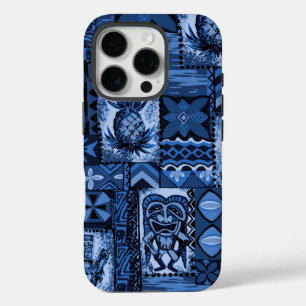 Pomaika’i Tiki Hawaiian Vintage Tapa Navy  iPhone 16 Pro Case