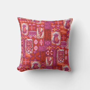 Pomaika’i Tiki Hawaiian Vintage Tapa Outdoor Cushion