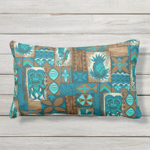 Pomaika’i Tiki Hawaiian Vintage Tapa Outdoor Cushion