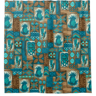 Pomaika’i Tiki Hawaiian Vintage Tapa Shower Curtain