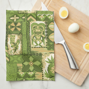 Pomaika’i Tiki Hawaiian Vintage Tapa Tea Towel