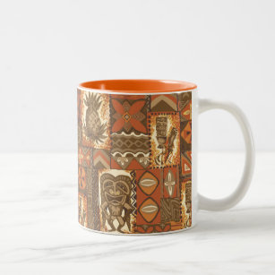 Pomaika’i Tiki Hawaiian Vintage Tapa Two-Tone Coffee Mug