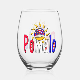 Pomalo – Croatian Relaxation with Sun & Rainbow  Stemless Wine Glass