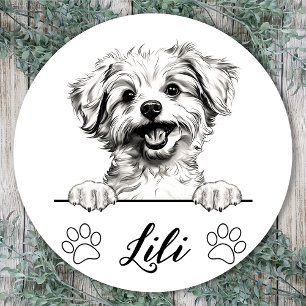 Pomapoo Dog Hand Drawing Personalised Classic Round Sticker