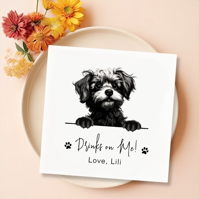 Pomapoo Dog Personalised Drinks On Me Napkin (Creator Uploaded)