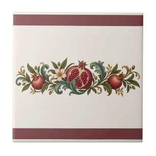 Pomegranate and Acanthus Custom Colour Frieze Ceramic Tile