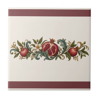 Pomegranate and Acanthus Custom Colour Frieze Ceramic Tile