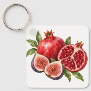 Pomegranate and Fig Halves Keychain