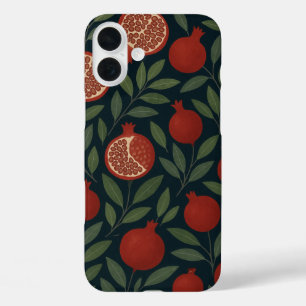 Pomegranate and Foliage Pattern iPhone 16 Plus Case