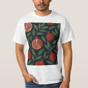 Pomegranate and Foliage Pattern T-Shirt