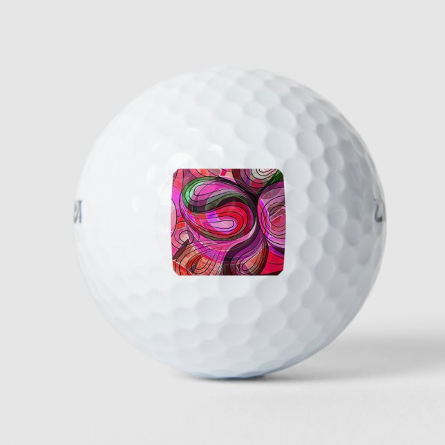 Pomegranate And Granite Doodle With Black Lines Golf Balls (Front)