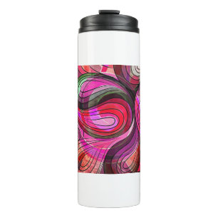 Pomegranate And Granite Doodle With Black Lines Thermal Tumbler