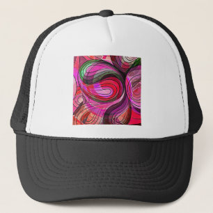 Pomegranate And Granite Doodle With Black Lines Trucker Hat