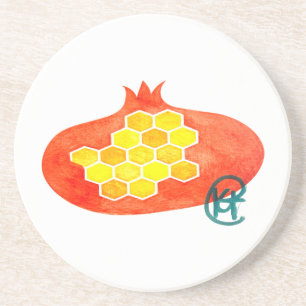 Pomegranate and Honeycomb Rosh Hashana Art Coaster