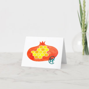 Pomegranate and Honeycomb Rosh Hashana Art Thank You Card