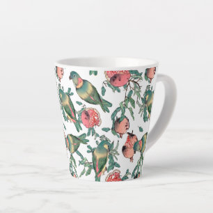 Pomegranate and Lovebirds Pattern Latte Mug