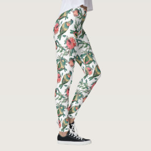 Pomegranate and Lovebirds Pattern Leggings