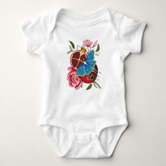 Pomegranate and Luna Moth Gender Neutral Onsie Baby Bodysuit