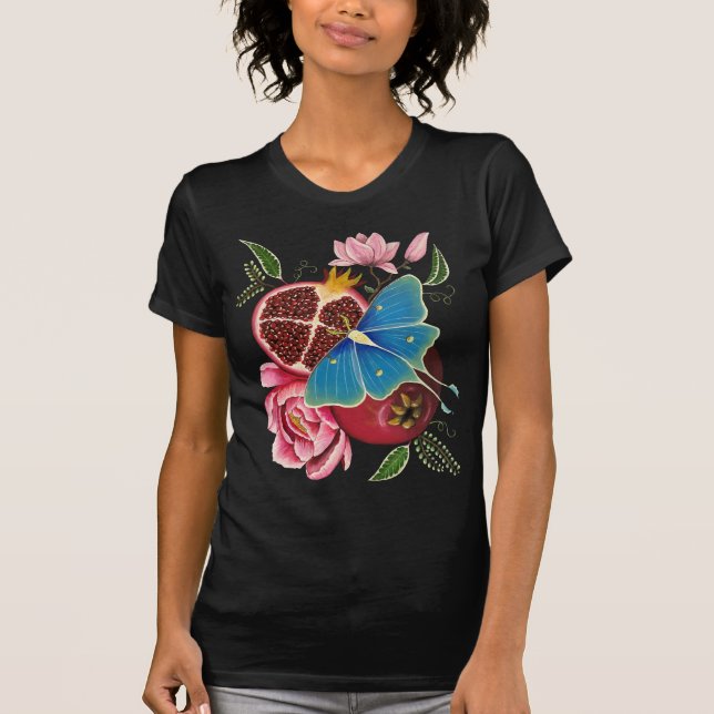 Pomegranate and Luna Moth Women's Basic T-Shirt (Front)