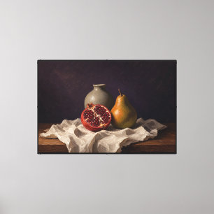 Pomegranate and Pear Fruit Still Life Canvas Print
