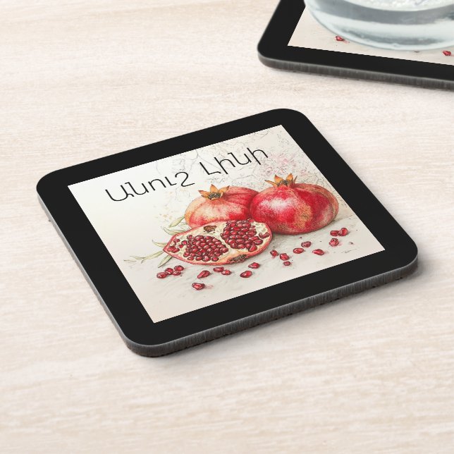 Pomegranate Beverage Coaster (Left Side)