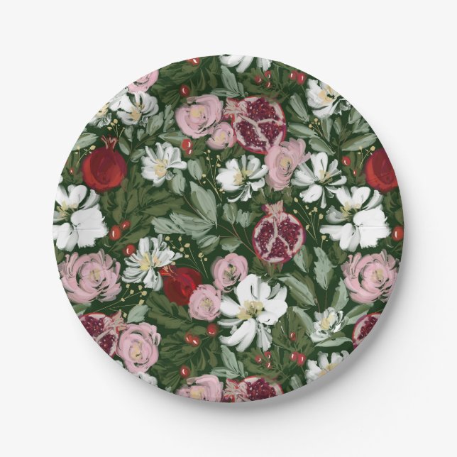 Pomegranate Blooms Paper Plate (Front)
