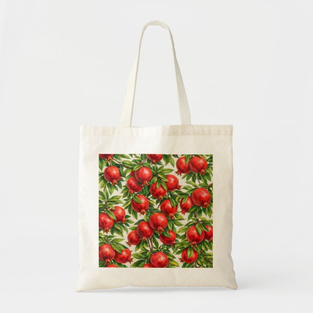 Pomegranate Botanical Pattern Tote Bag (Front)