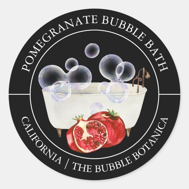 Pomegranate Bubble Bath label (Front)