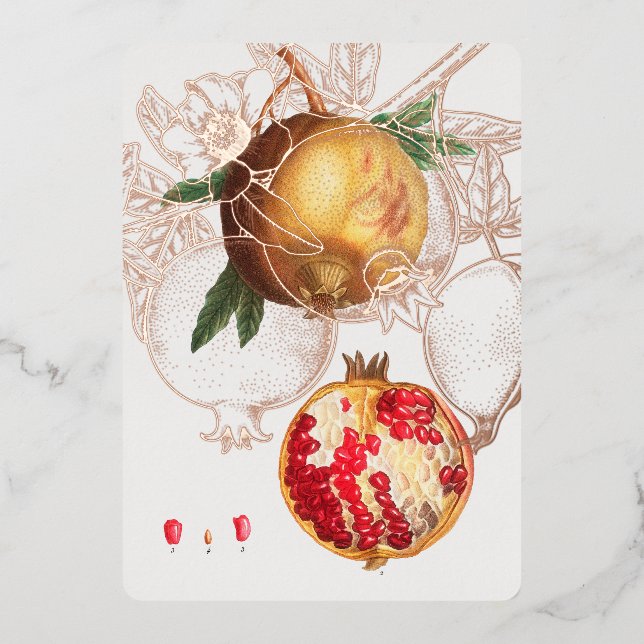 Pomegranate by Redouté Foil Holiday Card (Front)
