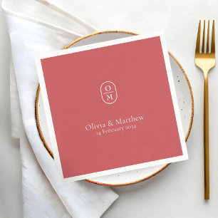 Pomegranate   Chic Modern Wedding Monogram Wedding Napkin