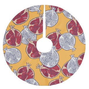 Pomegranate Drawn: Handmade Vintage Pattern Brushed Polyester Tree Skirt