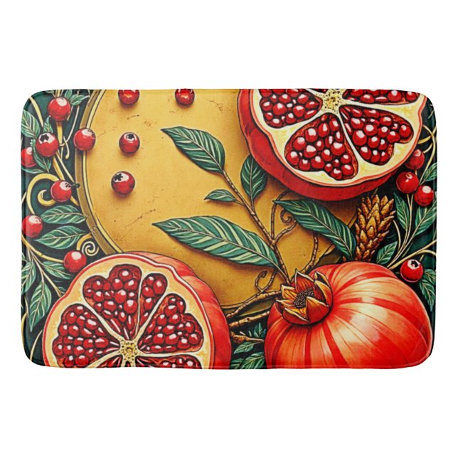 Pomegranate Elegance Art Print Bath Mat (Front)