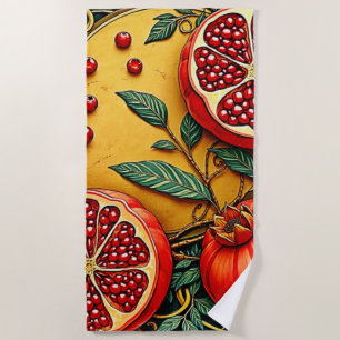 Pomegranate Elegance Art Print Beach Towel