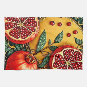 Pomegranate Elegance Art Print Tea Towel