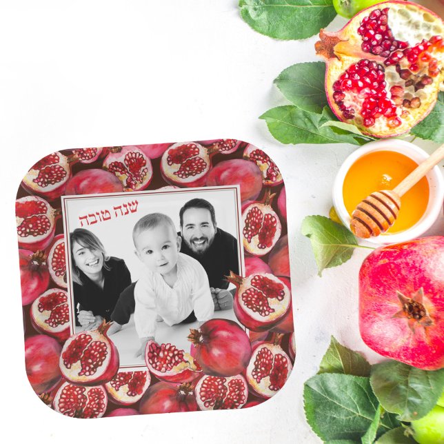 Pomegranate Family Photo Rosh Hashanah Feast Paper Plate (Creator Uploaded)