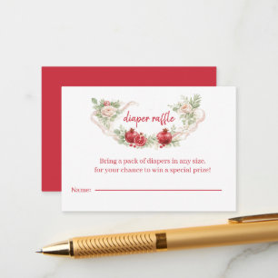 Pomegranate Floral Baby Shower Diaper Raffle Ticke Enclosure Card