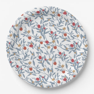 Pomegranate Florals Rosh Hashanah Paper Plate