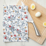 Pomegranate Florals Tea Towel<br><div class="desc">Red,  blue and gold Rosh Hashanah inspired pomegranate tree pattern by Shelby Allison.</div>