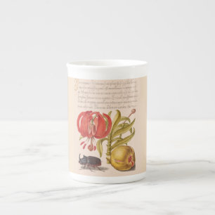 Pomegranate Flower, Fruit and Rhinoceros Beetle Bone China Mug