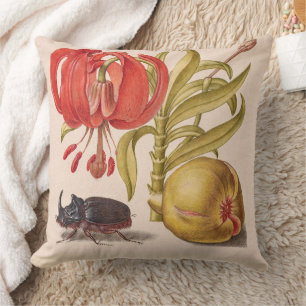 Pomegranate Flower, Fruit and Rhinoceros Beetle Cushion