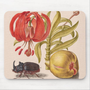 Pomegranate Flower, Fruit and Rhinoceros Beetle Mouse Pad