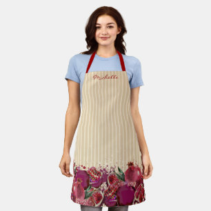 Pomegranate fruit poms personalized kitchen apron