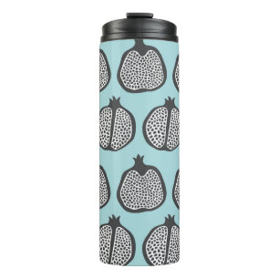 Pomegranate fruit slices seamless pattern backgrou thermal tumbler