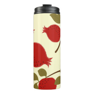 Pomegranate Fruits: Cartoon Yellow Background Thermal Tumbler