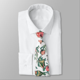 Pomegranate Fruits & Lovebirds Pattern Tie