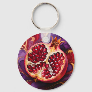 Pomegranate Half Marble Swirl Key Ring