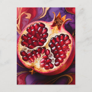 Pomegranate Half Marble Swirl Postcard