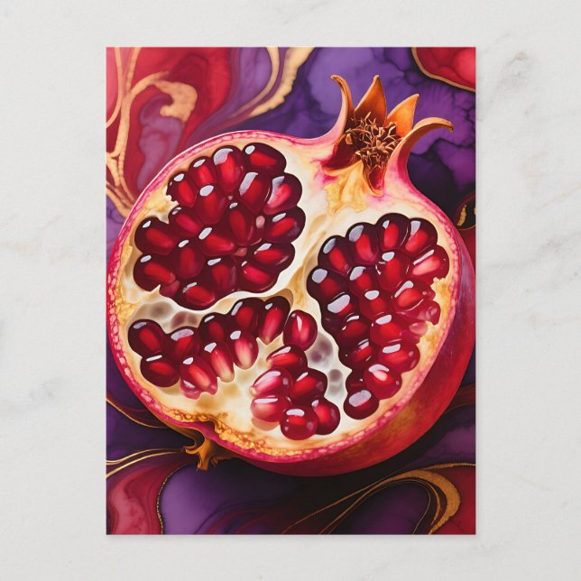 Pomegranate Half Marble Swirl Postcard (Front)
